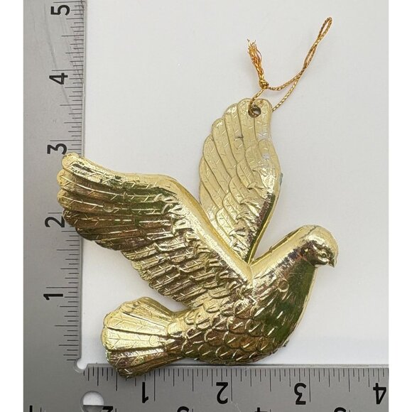 Vintage Gold Tone Dove Christmas Tree Ornament Bird in Flight Peace Harmony - Picture 3 of 6